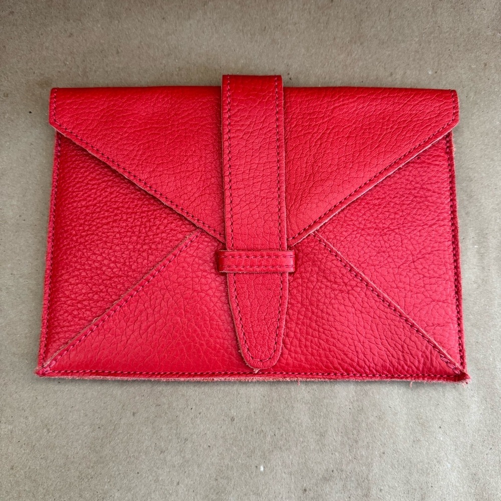 Roots Red Leather Kobo eReader Envelope Case. 7.75” by 5.5”
